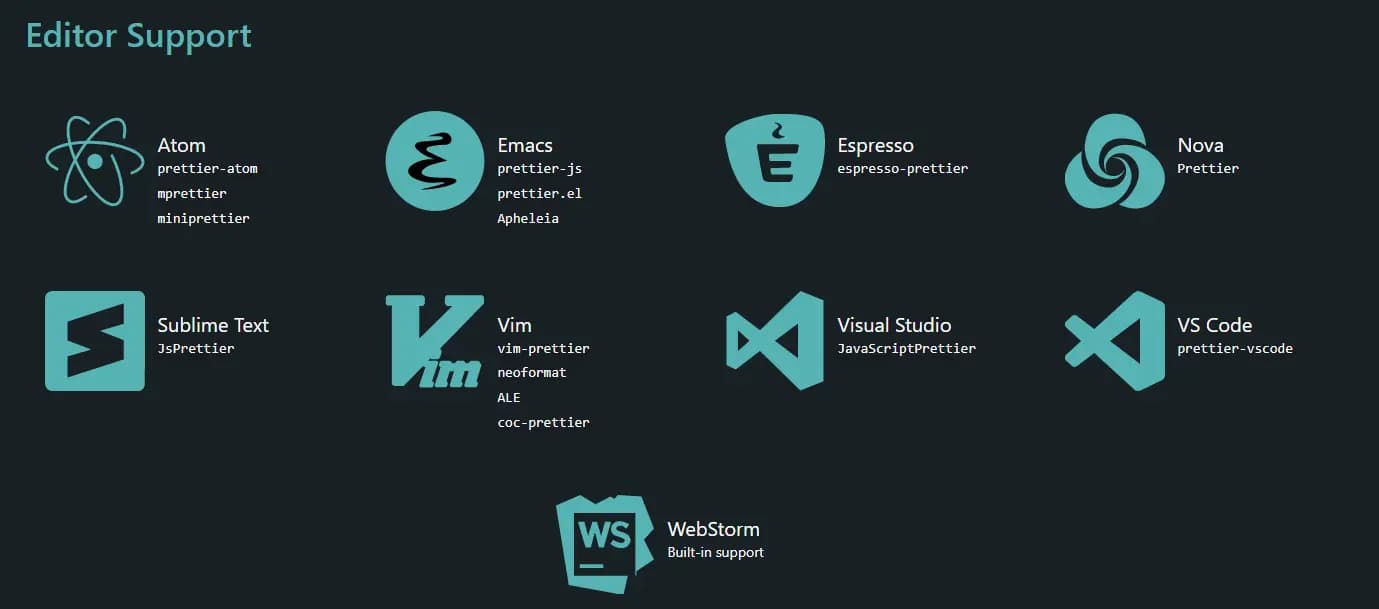 有 Prettier Extension 的 IDE